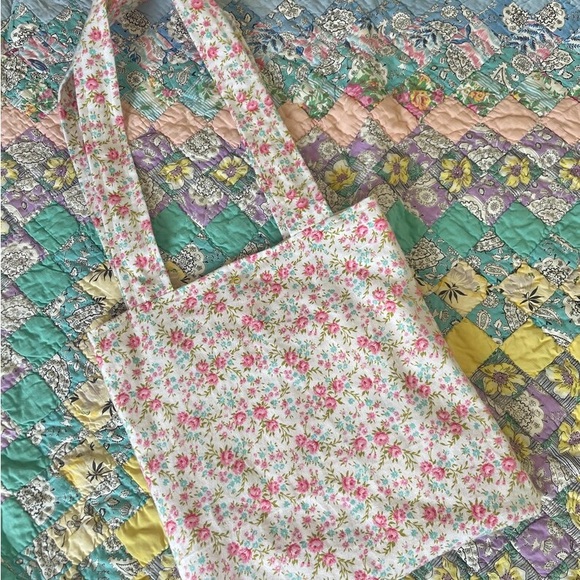 Floral Embroidered Upcycled Dog Tote Bag - Picture 4 of 7